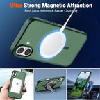 SUPFINE Magnetic for iPhone 16 Plus Case (Compatible with MagSafe) (Military Grade Drop Protection) Slim Translucent Matte Shockproof with Anti-Fingerprint Phone Case,Forest Green