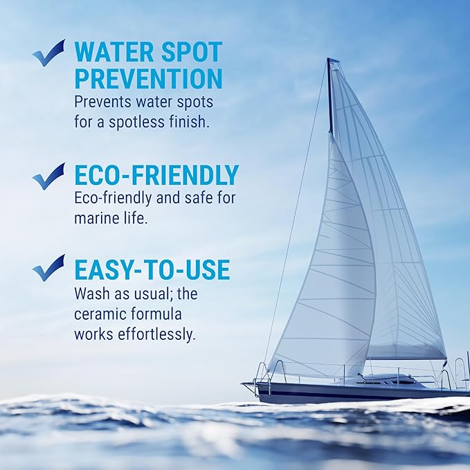 Nautical One - Ceramic Wash And Wax - Boat Wash Soap with SiO2 Ceramic Coating Protection - High Suds (128 oz)