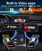 Wireless Carplay Adapter for iPhone Ai Magic Box with Netflix/YouTube Supports TF/Card Dongle Plug and Play Easy Setup Carplay & Android Auto Video Entertainment for iOS 10+ Radio Accessories