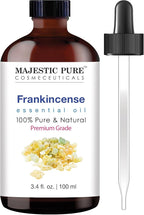 Majestic Pure Essential Oil with Glass Dropper - 100% Pure and Natural - Essential Oils for Diffuser, Aromatherapy, Soap and Candle Making, Frankincense Essential Oil, Frankincense Oil, 3.4 Fl Oz