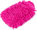 House Cleaning and Car Wash Mitts, Home Dusting Microfiber Gloves, Washing Clean Polish Faster (2-Pack, Pink)