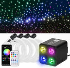36W 4-Color RGBW Car Starlight Headliner Kit, 800pcs0.03in9.8ft, Twinkle & Sound Activate 4-Port Fiber Optic Light Engine with Bluetooth APP&Remote Control, Star Lights for Car and Home