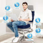 CloudBliss Lumbar Support Pillow & Seat Cushion Set for Office Chair, Desk Chair, Wheelchair & Car – Memory Foam Back Support, Ergonomic Chair Cushions, Sciatica Pain Relief, Home Essentials, Blue
