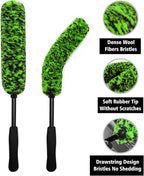 YeewayVeh 4PCS Car Wheel Cleaning Kit, 360° Bendable Wheel Brush with Premium Boar Hair Detailing Brush | Microfiber Scratch-Free Wheel and Tire Brush Kit for Cleaning Wheels,Tires