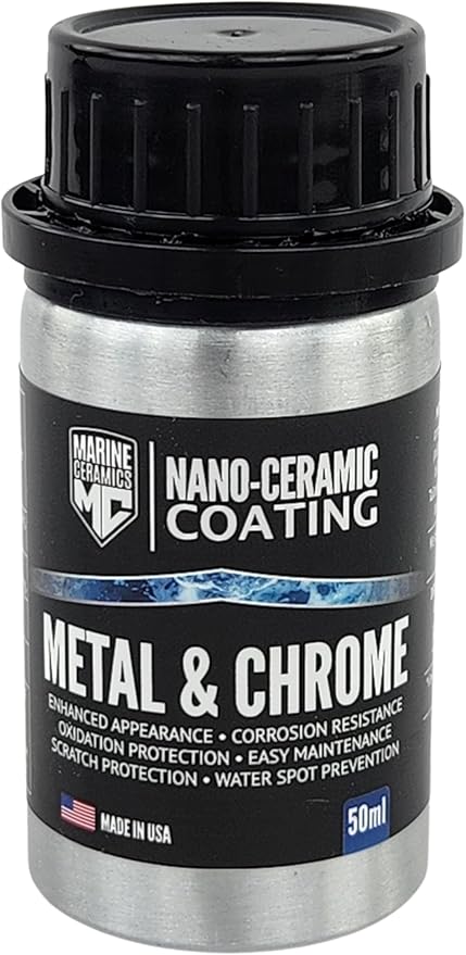 Professional Metal & Chrome Ceramic Coating (50ml) / 18 Month Protection from Oxidation, Rust, Scratches, Water Spots, 2x Thicker, Easy Application for Railings, Anchors, Cleats etc