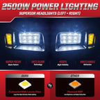 Deluxe Club Car DS 12V LED Headlight Tail Light Kit, Club Car Headlight Taillight Kit for 1993-UP DS Gas&Electric, Golf Cart Street Legal light Kit with Turn Signal Kit Horn Brake Pad Wire Harness