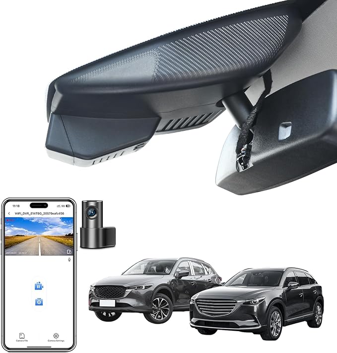 Mangoal Front 4K & Rear 1080p Dash Cam for Mazda CX5 2019-2025 & CX-9 2020-2023 2.5S Select Preferred Carbon Edition Plus Turbo Signature Touring Signature Grand Touring Sport, WiFi & App, 128GB Card