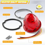 BJZ 10Pcs Red Watermelon LED Strobe+Constant Marker Lights Dual Function Watermelon-Shaped Side Marker Clearance Tail Top Cap Roof Lights for Trailer Truck Semi-Trailer Heavy-Duty Truck Bus Van