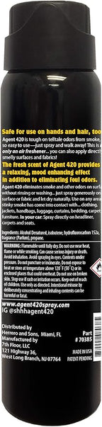 Agent 420 Odor Eliminator Aerosol Spray, Freedom, 3.5 oz — Tea Tree Oil Breaks Down Smoke at the Molecular Level