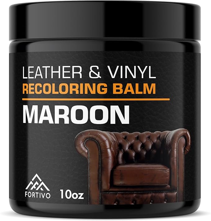 FORTIVO Leather Recoloring Balm, Color Restorer for Couches and Car Seats, Leather Scratch Remover and Dye, 10 oz