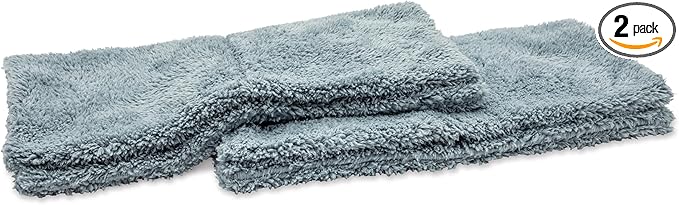 Griot's Garage Microfiber Plush Edgeless Wash Cloths for Car Cleaning, Scratch-Free, Machine-Washable, 12" x 12", Set of 2, 10295