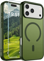 SUPFINE Magnetic for iPhone 17 Pro Max Case (Compatible with MagSafe)(Military Grade Drop Protection) Translucent Matte Shockproof with Anti-Fingerprint Phone Cover,Cangling Green