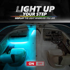 OPT7 Aura Marine Boat Lights LED with App & Remote Control, 4PCS Waterproof Light Strip, RGB Multi Color & Music Sync Interior Deck Lighting Kit for Night Fishing Pontoon Bass Sailboat Yacht Kayak 12V