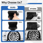MVEQRRN 2Pack Car Wheel & Tire Detailing Brush Set,Stiff Bristle tire Brush for CleaningTires, Wheel Cleaner Brush with Soft Bristles,Car Wheel Cleaning Brush for Alloy Rims, Carpet,Tires,RVs (Black)