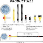 Car Wash Brush with Long Handle,Auto Rotating Car Wash Brush Cleaning Kit 360° Spin Car Mop with Pressure Washer Gun and Hose Nozzle for Cars RV Truck Yards Gardens etc