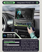 【SOOEMAKA】 Single Din Touchscreen Radio with Wireless CarPlay, 7 inch QLED Android Auto Screen for car,Motorized Flip Out Car Stereo Upgrade Fast Charging(QC/PD 3.0)/AM/FM/DSP/AHD (S7012)