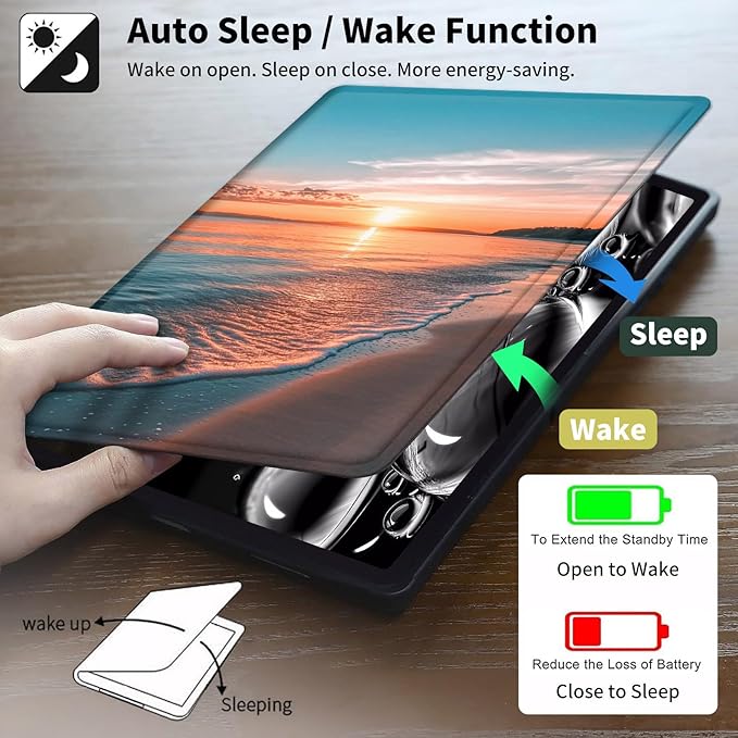Case for Kindle Scribe,360 Degree Rotating Swivel PU Leather Stand Flip Folio Cover with Auto Wake/Sleep for Amazon Kindle Scribe Cover 10.2 Inch (2024/2022 Release),Sea Beach Sunset