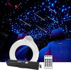 AMKI 96pcs*0.04in*13.1ft Pure White Meteor Shooting Stars Effect Fiber Optic Lights Kit,12 Holes LED MeteorLight Engine with Bluetooth+RF Remote Control 20 Meteor Modes