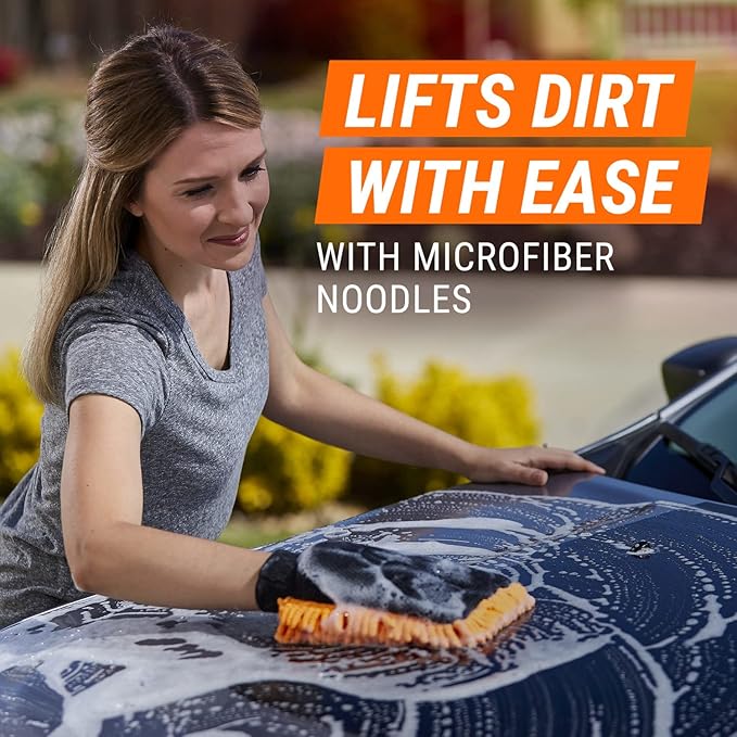 Armor All Microfiber Car Wash Mitt by Armor All, Noodle Tech Car Wash Glove for Clean Cars, Trucks, Motorcycles, 1 Each