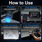 2026 Upgrade 3 in 1 CarPlay Adapter,Screen Mirroring Adapter for Car,Adapter for iPhone/Apple/Android Phone to Car Screen, Auto Connect(Black)