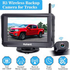 Rohent R3 HD 1080P Digital Wireless Backup Camera with 5'' Monitor License Plate Hitch Rear View Camera System for Cars,Trucks,Campers IP69 Waterproof Front/Rear View Switchable 8 IR Night Vision