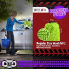 AIDEA Car Wash Mitt Microfiber, 1PK-Scratch-Free& Lint-Free, Premium Chenille Microfiber Mitt Car Wash Brush-Green Regular Size (7.12''X10.14'')