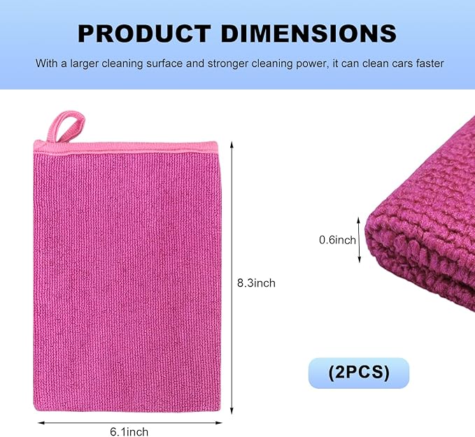 2 PCS Clay Mitt, Fine Grade Microfiber Claying Bar Glove Car Detailing Towels, Scratch-Free Cleaning & Polishing Clay Eraser Mitts for Vehicle Surface, Car Accessories (Purple)