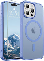 SUPFINE Magnetic for iPhone 15 Pro Case (Compatible with MagSafe) (Military Grade Drop Protection) Translucent Matte Shockproof with Anti-Fingerprint Phone Case,Blue Purple