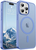 SUPFINE Magnetic for iPhone 15 Pro Max Case (Compatible with MagSafe) (Military Grade Drop Protection) Translucent Matte Shockproof Phone Cover,Blue Purple