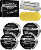 Titanium Ceramic Wax Cream Mirror Shine Car Scratch Repair Coating Paste, Polishing Paint Remover for Auto Vehicles, Graphene Nano Hybrid Care Kit for Tire Wheel Cleaning(4PCS)