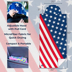 Gone For a Run Car Seat Towel Cover – Hooded Moisture-Wicking Microfiber Seat Protector – 30" x 60" – for Runners and Outdoor Enthusiasts – Patriotic