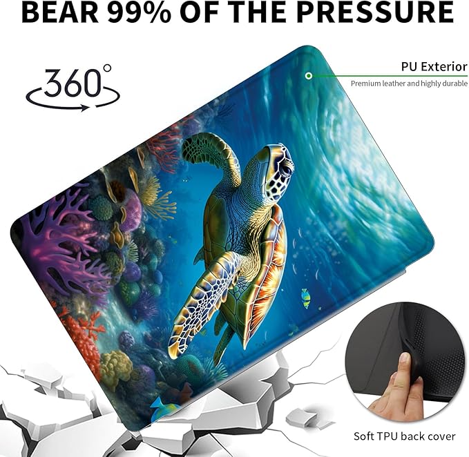 Case for 6" Kindle (11th Generation-2024/2022 Release),360 Degree Rotating Swivel PU Leather Stand Flip Folio Cover with Auto Wake/Sleep for Kindle 11th Generation 2024,Cute Sea Turtle
