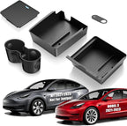 5Pcs Center Console Organizer Tray Compatible for Tesla Model Y Accessories 2024-2021 Armrest Hidden Drawer Storage Box Cup Holder (Not Compatible for Model 3 Highland & Model y Juniper)