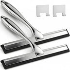 ALFLOD 2PACK All-Purpose Shower Squeegee for Shower Doors, Tile Shower Walls, Bathroom, Window, Glass and Car Windshield, Mirrors and Kitchen-Stainless Steel, 9.9-Inch, Silver