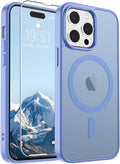 SUPFINE Magnetic for iPhone 14 Pro Max Case (Compatible with MagSafe) (Military Grade Drop Protection) Slim Translucent Matte Shockproof with Anti-Fingerprint Phone Case,Blue Purple