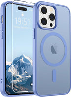 SUPFINE Magnetic for iPhone 14 Pro Max Case (Compatible with MagSafe) (Military Grade Drop Protection) Slim Translucent Matte Shockproof with Anti-Fingerprint Phone Case,Blue Purple