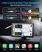 IK5 9" Wireless Apple CarPlay & Android Auto Screen, Portable Car Stereo with 4K Dash Cam & 1080p Backup Camera, Add CarPlay to Any Vehicle, Touchscreen, Mirror Link