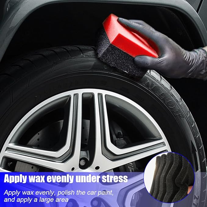 3PCS Car Tire Dressing Applicator Pads, Wavy Contoured Large Automotive Shine Polishing Sponge Wax Mats, Vehicle Wheel Buffing Waxing Foam Pads, Universal for SUV, Truck, RV
