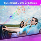 Hovano Car Interior LED Lights, APP Control with Car Charger, RGB Color Change with Music Sync & DIY Mode, 12V 2 Lines Design for Under Dash Running Board Truck