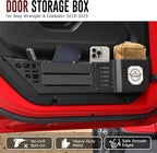 VEILS Front Door Storage Box for Jeep Wrangler JL JLU 4XE (2018-2025) & Gladiator JT (2020-2025) Accessories, Fits Manual/Power Seats, Heavy-Duty Metal Door Pockets Organizer 2PCS, Black