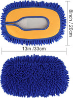 15° Curved Car Wash Brush with 43" Telescopic Handle – Microfiber Chenille Car Wash Mop for RV, SUV, Truck & Boat – Soft, Scratch-Free Extendable Cleaning Tool (Blue&Yellow, Mop Refill Cover)