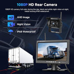 1080P HD Wireless Backup Camera System, 7-inch LCD Monitor with 2 Rearview Camera for Trailer RV Camper Truck Car Bus, DIY Guide Lines, IP68 Waterproof, Night Vision, BSD, 12V-36V