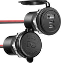 72W 3 Port 12V USB Outlet, Dual PD3.0 Type-C & QC3.0 Aluminum Car Charger, Multi Port USB Power Socket Cigarette Lighter Replacement for RV Camper Truck Boat Golf Cart (2Pcs)