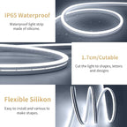 iNextStation USB LED Neon Lights Strip White, 6.6ft 5V Neon Rope Lights Waterproof Flexible Dimmable LED Neon Tape Lights for TV Backlight, Bedroom, Cabinet, Kitchen, DIY Lighting