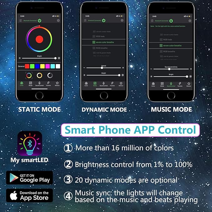 Starlight Headliner Kit 400 Strands 0.03in 9.8ft Fiber Optic Light Car Ceiling Roof Lighting 12V 6W RGBW Sound Activate APP/Remote Control for Car Room