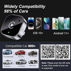 2025 Upgraded Wireless CarPlay Adapter for iPhone＆Android, Mini Wired to Wireless Adapter for CarPlay ＆Android Auto, Plug and Play, Stable Connection & No Latency