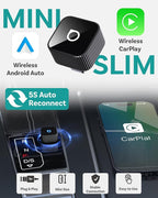 Ottocast Mini Cube 3.0 USB C Wireless CarPlay Adapter, Android Auto Wireless Adapter, Plug & Play with Fast Auto-Reconnect, Mini Car Adapter