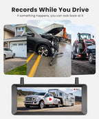 Solar Wireless Backup Camera: 7.2" 1080P Monitor, 2-Min DIY Installation, Dual Antennas, Split-Screen DVR Recording, IP69K Waterproof Reverse Camera for Car, Van, SUV, Truck, Trailer