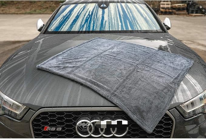 Microfiber Car Drying Towel, 1300GSM Superior Absorbency Twist Loop for Drying Cars, Trucks, and SUVs (Gray, 20"x32")