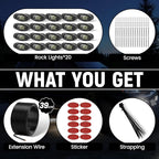 YONEDA 20 Pods White Rock Lights 6000K 42LED Ultra Bright LED Underglow Lights IP68 Waterproof for Trucks SUV UTV ATV RZR Car Boats Pickup Motorcycle with 39.37ft Extension Wire
